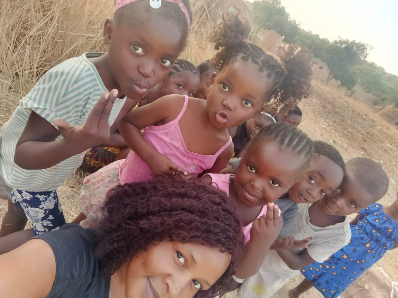 Children gathered on a field